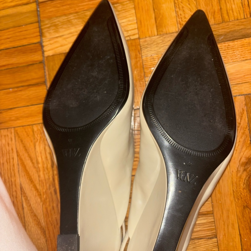 Zara Cream Pointed Slingback Wedges - Picture 5 of 5